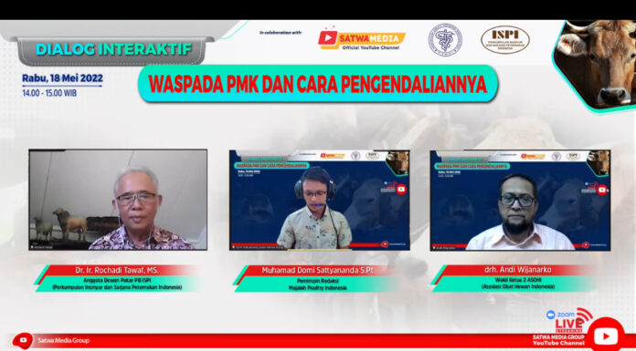 Satwa media group sebagai media yang menaungi majalah Poultry Indonesia, dan Aqua Indonesia menggelar diskusi interaktif secara daring melalui Kanal You Tube Satwa Media Group, Rabu (18/5).