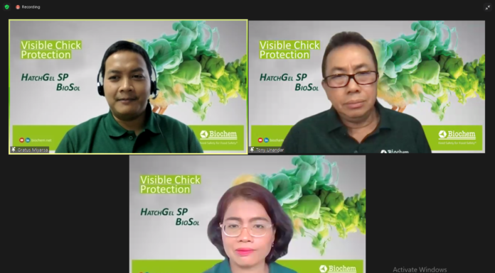 PT Biochem Zusatzstoffe Indonesia bekerjasama dengan PT SHS International menyelenggarakan seminar daring pada hari Selasa (28/6) bertema “Visible Support and Effective First Protection for DOC in Hatcheries and Farm”.