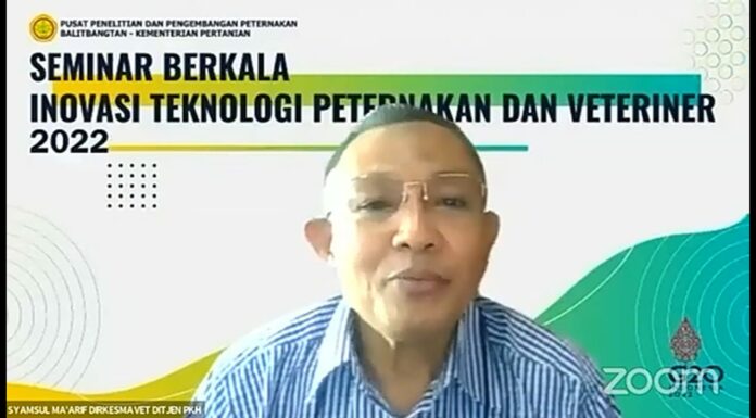 Seminar Berkala Inovasi Teknologi Peternakan dan Veteriner 2022 Pusat Penelitian dan Pengembangan Peternakan (Balitbangtan), Kementerian Pertanian, Selasa (28/6).